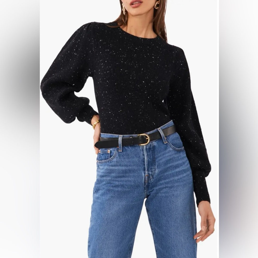 BALLOON SLEEVE RIB SWEATER, NWT